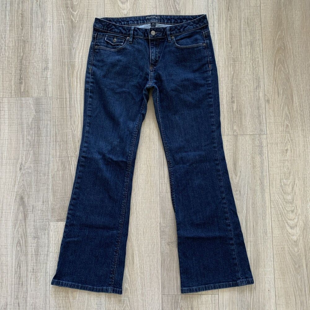 Banana Republic Flare Jeans Dark Blue Denim Flap Pockets Womens Size 29/8 S